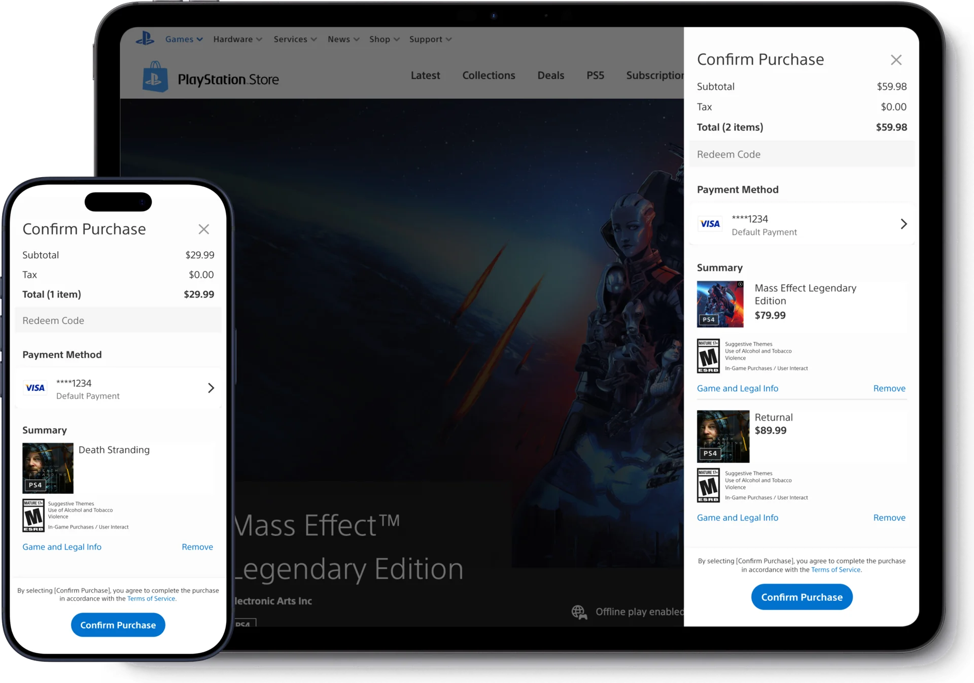 PlayStation Store Confirm Purchase checkout on iPhone and iPad